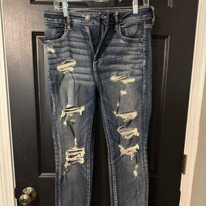 American Eagle Womens Stretch Skinny Denim Distressed 10